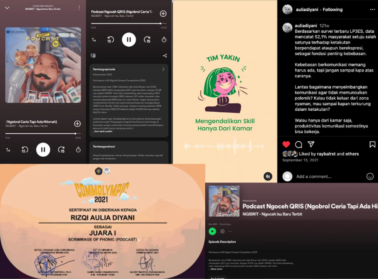 Award-winning podcast project certificate from Commolympic 2021 competition